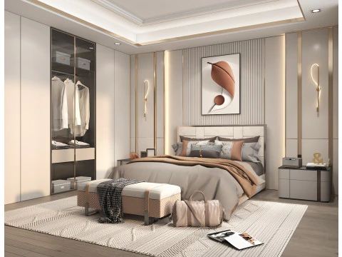 Modern Bedroom Scene 39 3D Model