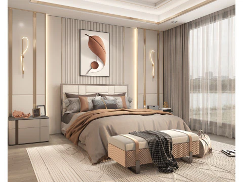 Modern Bedroom Scene 39 3D Model