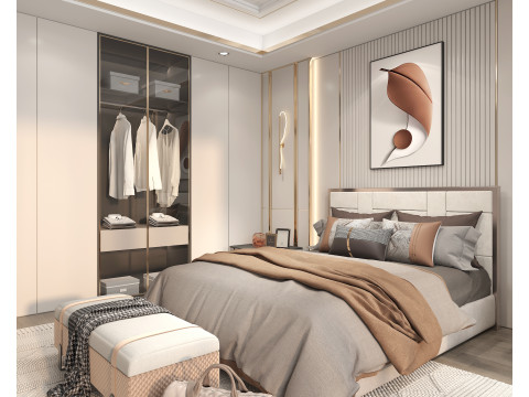 Modern Bedroom Scene 39 Model 3D