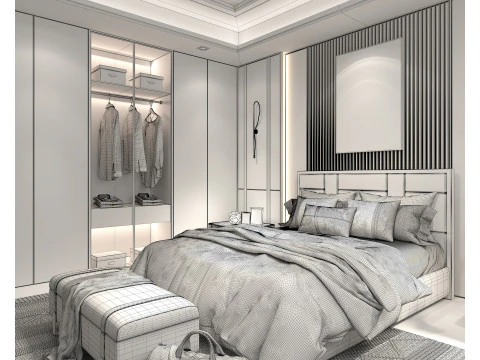 Modern Bedroom Scene 39 3D Model