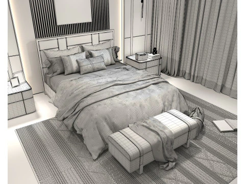 Modern Bedroom Scene 39 3D Model