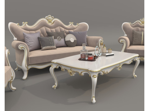 Classic European style Sofa and Armchair set 5 3D Модель