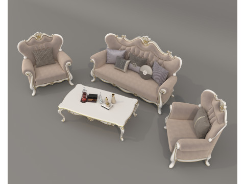 Classic European style Sofa and Armchair set 5 3D Модель
