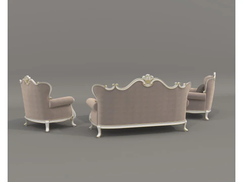 Classic European style Sofa and Armchair set 5 3D Model