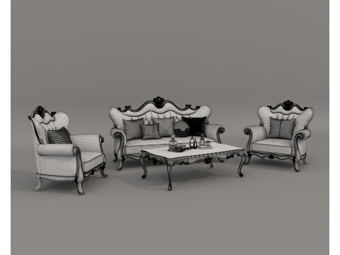 Classic European style Sofa and Armchair set 5 3D Модель