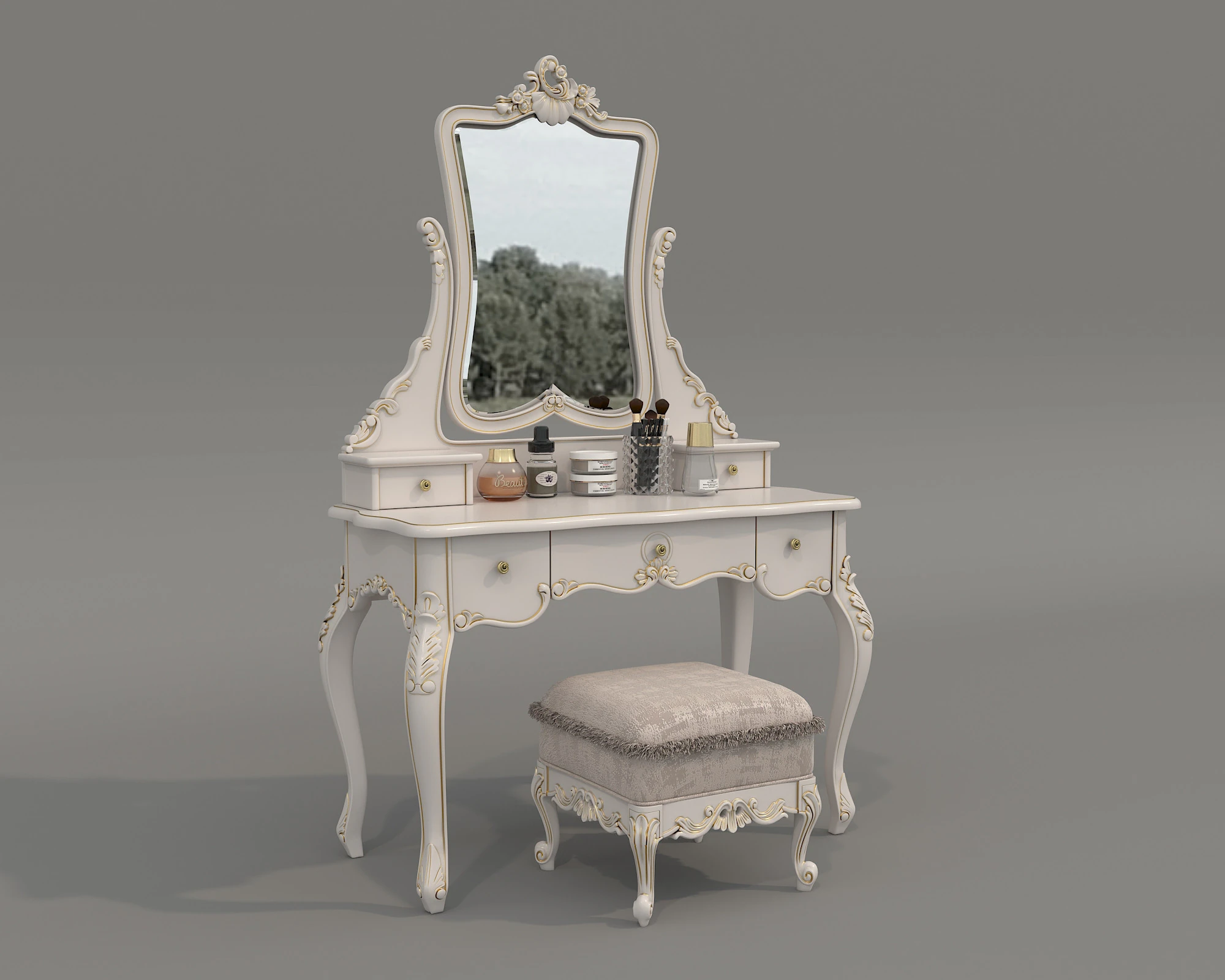 Classic European style Dressing Table 24 3D Model .c4d .max .obj .3ds .fbx .stl .blend 