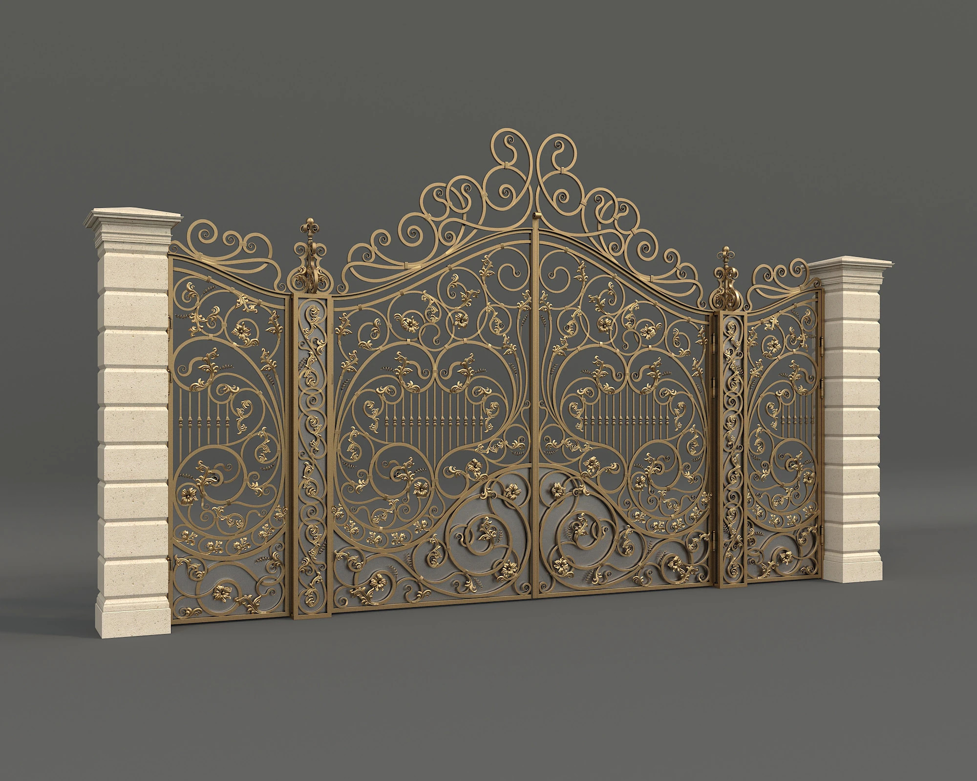 Classic European style Mansion Gate 7 3D Model .c4d .max .obj .3ds .fbx .stl .blend 