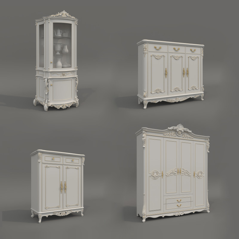 European Classic style Cabinet Collection 5 3D-Modell .c4d .max .obj .3ds .fbx .stl .blend