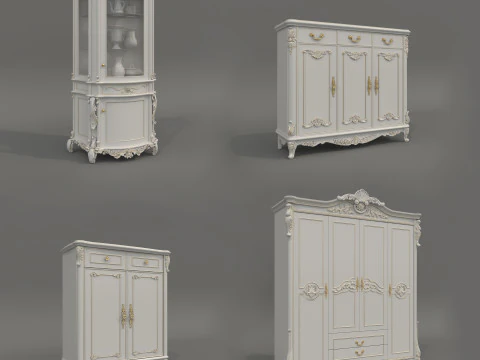 Kolekcja szafek w europejskim stylu klasycznym 5 Model 3D