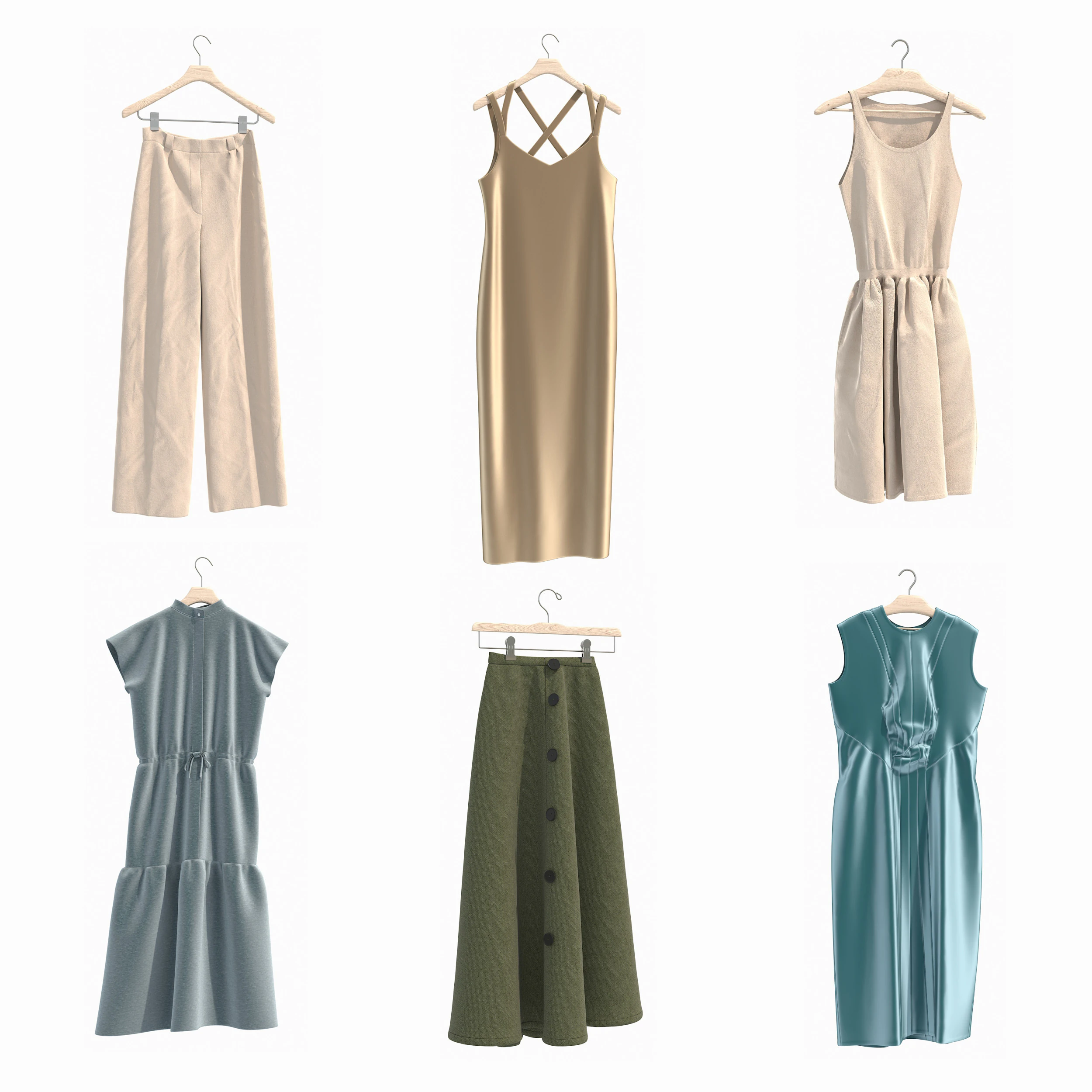 Dress on Hanger Collection 10 3D Model .c4d .max .obj .3ds .fbx .stl .blend 