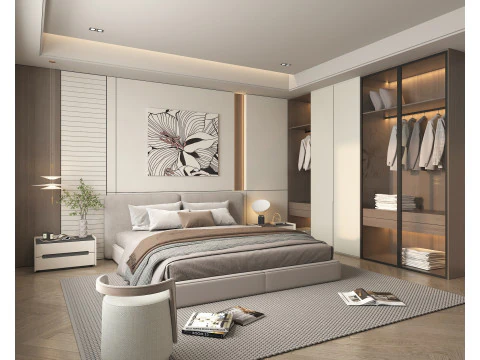 Moderne Schlafzimmerszene 40 3D Modell