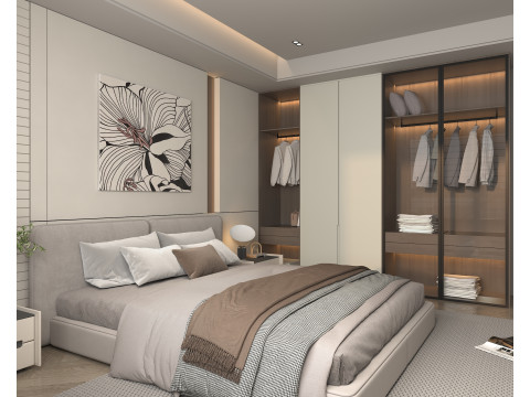 Modern Bedroom Scene 40 3Dモデル