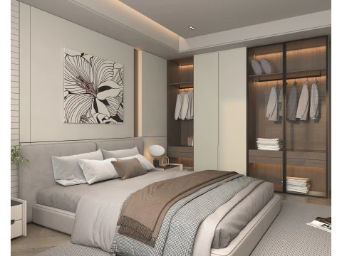 Moderne Schlafzimmerszene 40 3D Modell