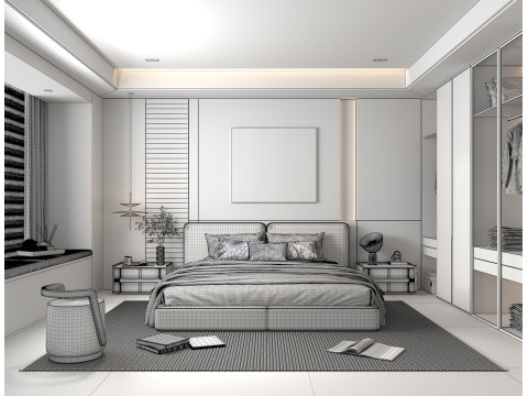 Modern Bedroom Scene 40 3Dモデル