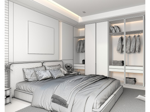 Modern Bedroom Scene 40 3Dモデル