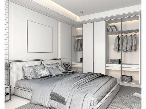 Moderne Schlafzimmerszene 40 3D Modell