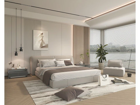 Modern Bedroom Scene 41 3D Model