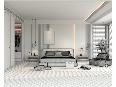 Modern Bedroom Scene 41 Model 3D