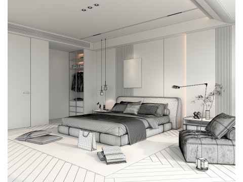 Modern Bedroom Scene 41 Model 3D