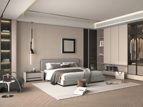 Modern Bedroom Scene 42 3D Model
