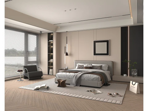 Modern Bedroom Scene 42 3D Model