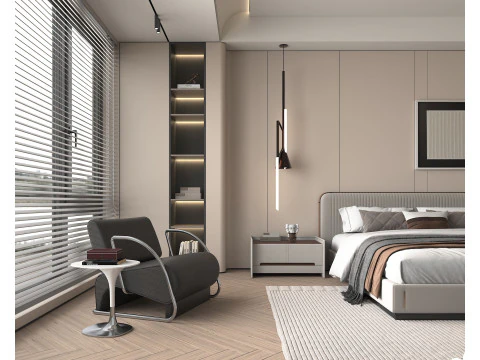 Modern Bedroom Scene 42 3D Model