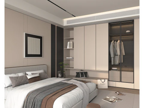 Modern Bedroom Scene 42 3D Model