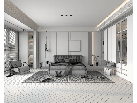 Modern Bedroom Scene 42 3D Model