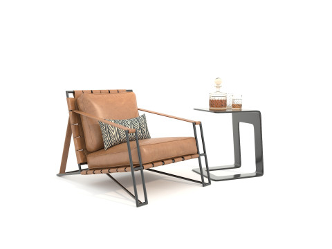 Luxury Coffee Table and Lounge Chair 7 3D Model