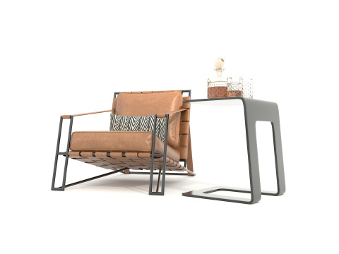 Luxury Coffee Table and Lounge Chair 7 Modelo 3D
