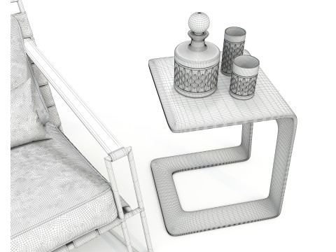 Luxury Coffee Table and Lounge Chair 7 Modelo 3D