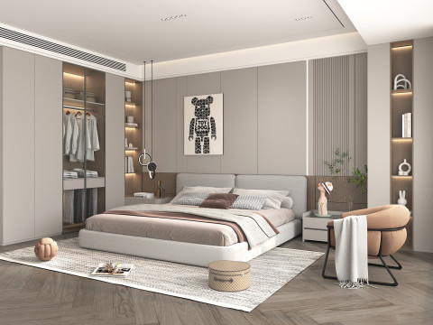 Modern Bedroom Scene 43 Modello 3D