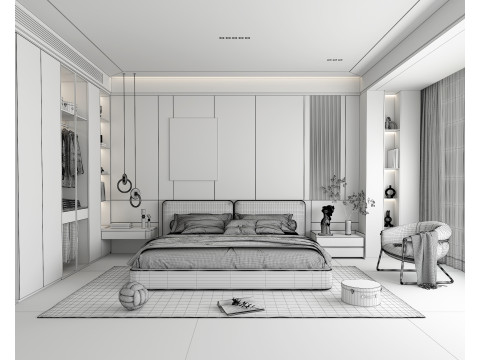Modern Bedroom Scene 43 Modello 3D