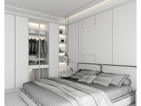 Modern Bedroom Scene 43 Modello 3D