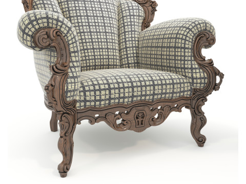 Classic European Style Coffee Table and Armchair 25 3D Model