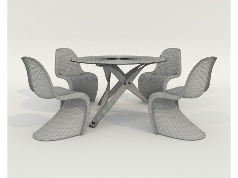 Modern Dining Table and Chairs 41 3D Model
