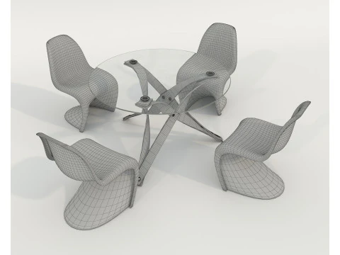 Modern Dining Table and Chairs 41 3D Model