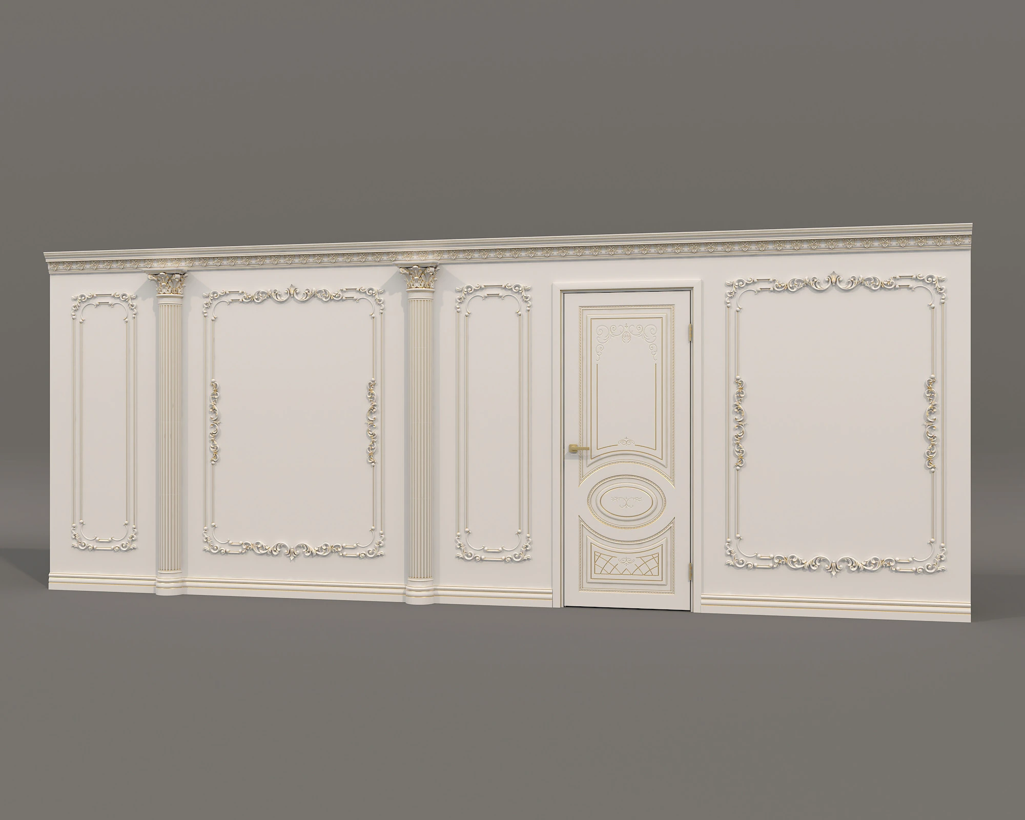 Wall Molding in Classic French style 47 3D Model .c4d .max .obj .3ds .fbx .stl .blend