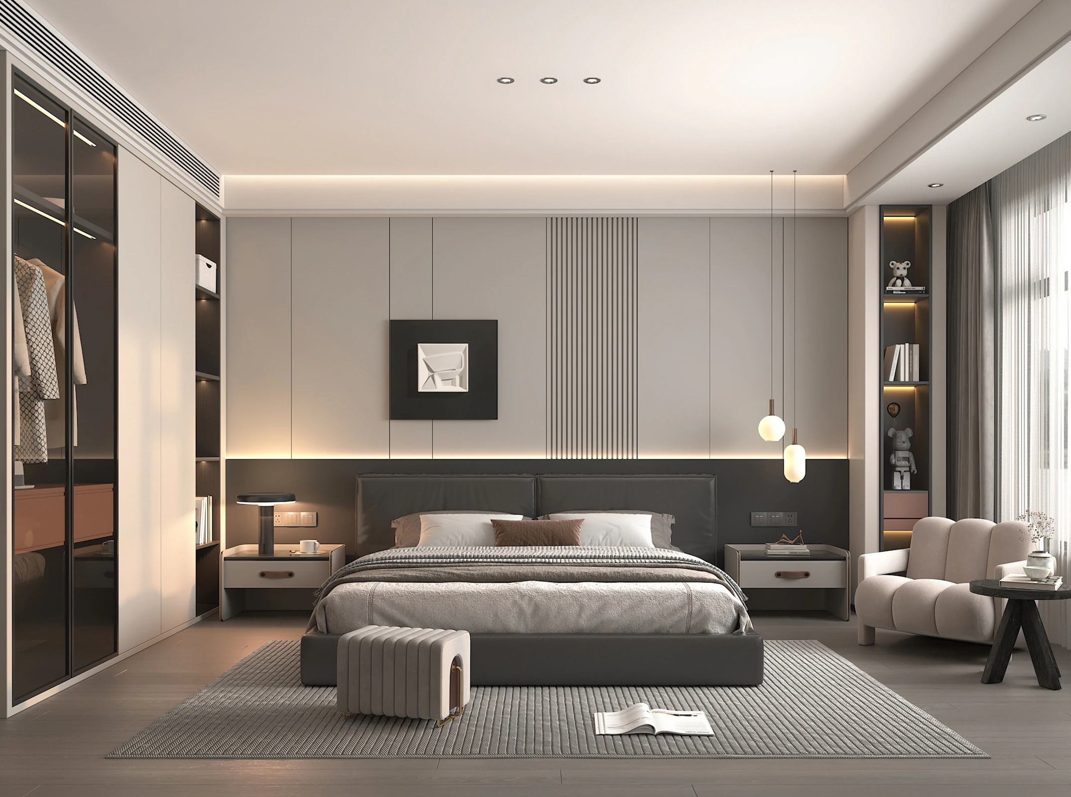 Modern Bedroom Scene 44 3D Model .c4d .max .obj .3ds .fbx .stl .blend 