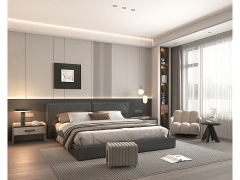 Modern Bedroom Scene 44 3D Model