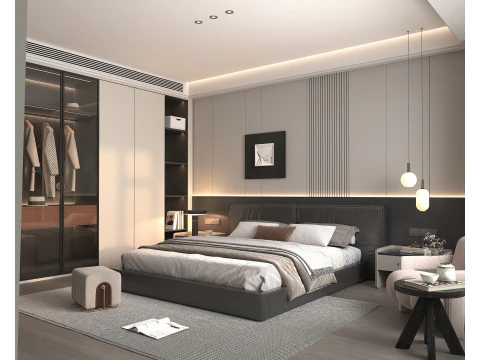 Modern Bedroom Scene 44 3D Model