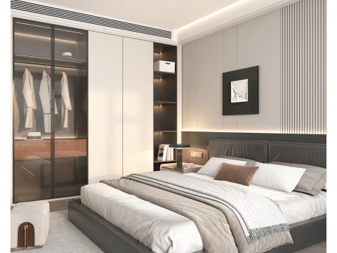 Modern Bedroom Scene 44 3D Model