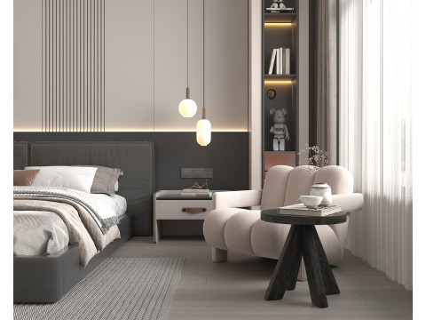 Modern Bedroom Scene 44 Modello 3D