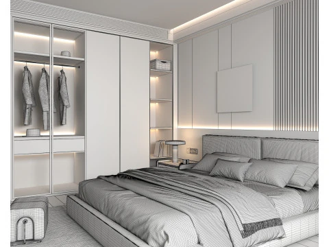 Modern Bedroom Scene 44 3D Model