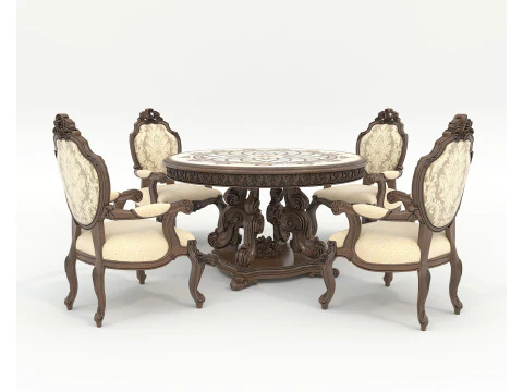 经典欧式餐桌椅50 3D 模型