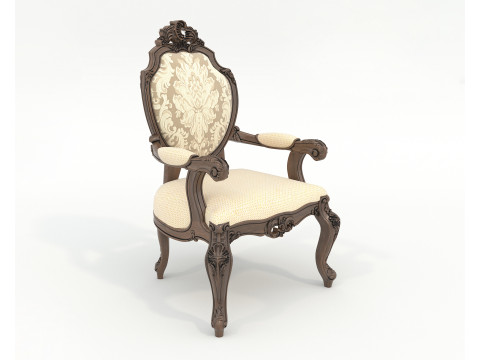 Classic European style Dining Table and Chairs 50 3D Model