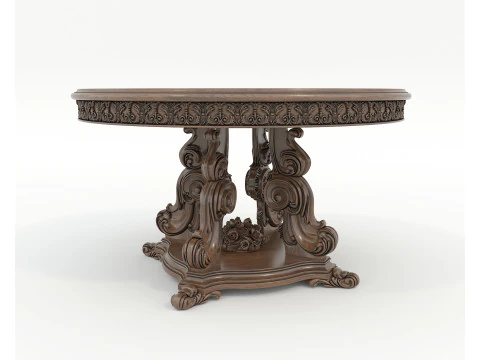 Classic European style Dining Table and Chairs 50 3D Model