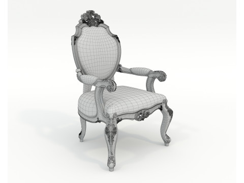 Classic European style Dining Table and Chairs 50 3D Model