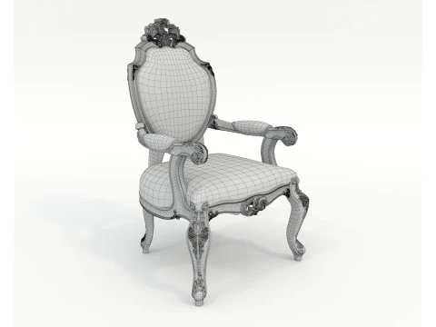 Classic European style Dining Table and Chairs 50 3D Model