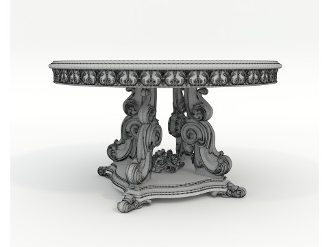 Classic European style Dining Table and Chairs 50 3D Model